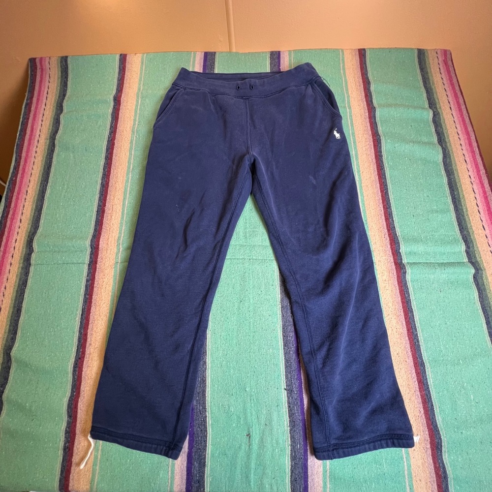 Polo Ralph Lauren Sweatpants Womens S Navy Blue Fleece Joggers Adjustable Hem